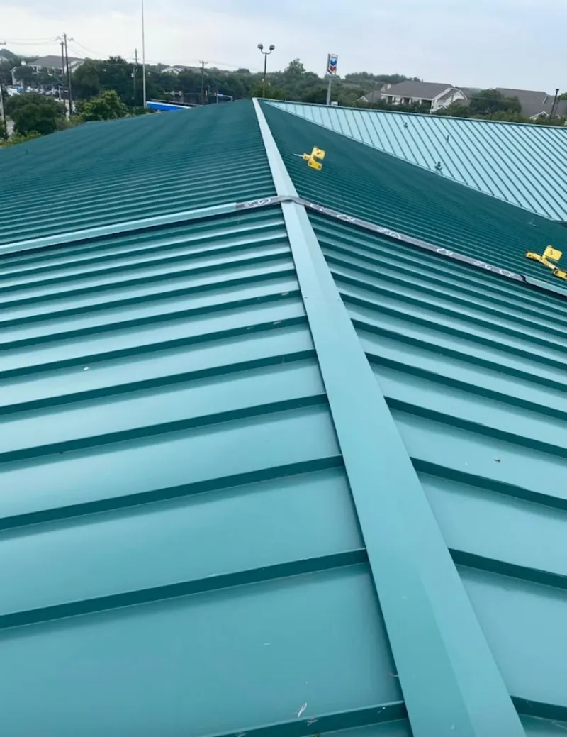 Green commercial metal roof ridge and valley for Metal Roof Repair in Buckhall